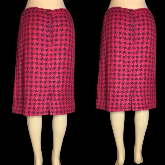 Liz MoOdy Pink Red and Black Checkered Luxury Skirt Size 14 - Picture 13 of 16